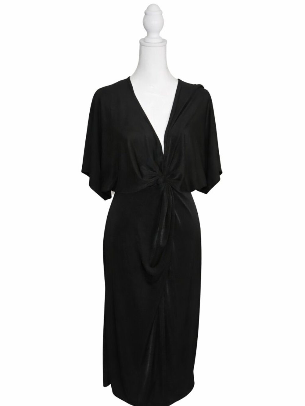 NWT Black Plunge Neck Front Slit Midi Dress 2X Curve